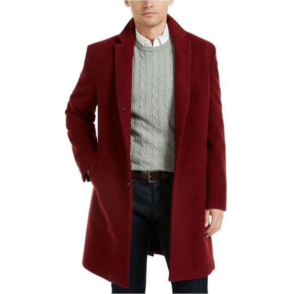 Tommy Hilfiger Men's Modern-Fit Addison Stretch Wool Blend Overcoat Red 38R NWT - Picture 6 of 9